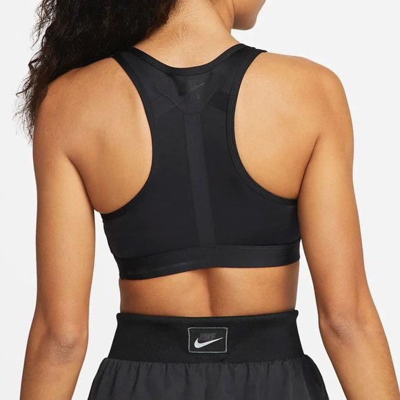 Nike Womens Black Swoosh Air Force 1 Laced Up Front Racerback Sports Bra - Picture 2 of 10